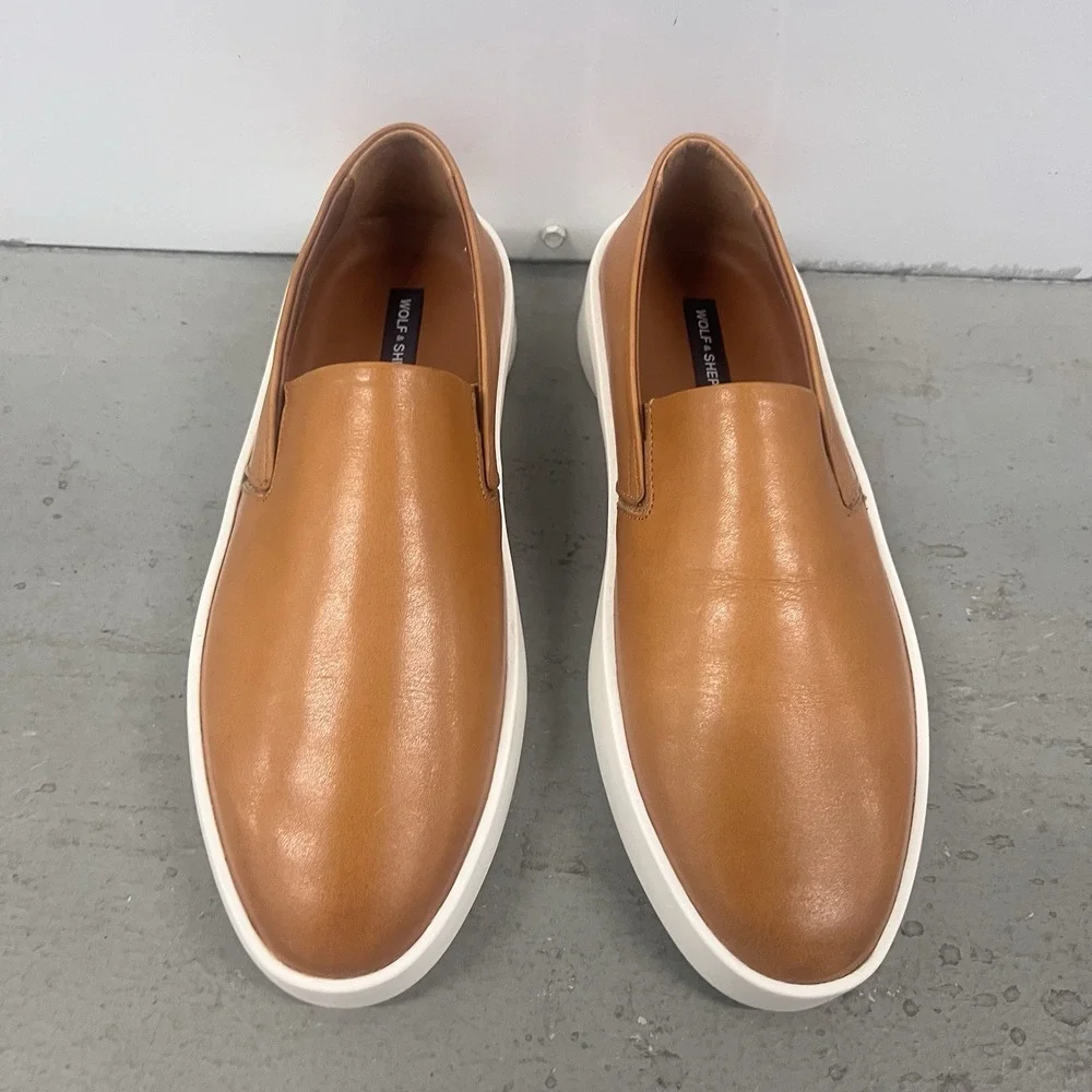 Wolf & Shepherd Cruise Slip-On Sneakers Honey Brown Leather 7.5‎ Men 9 Women's